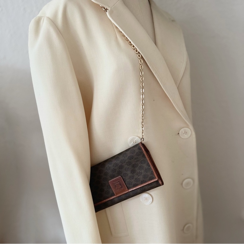 Céline 90s WOC (fits an iPhone!) Long Wallet Kisslock Closure Macadam Monogram